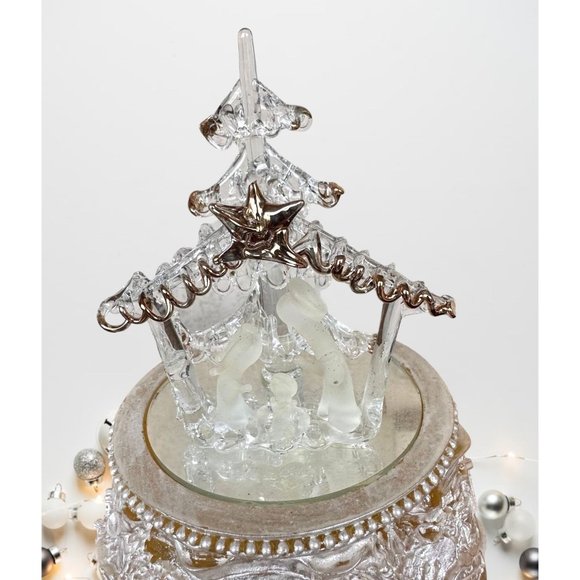 VTG Roman  Inc Crystal Nativity Scene Music Box Silent Night Christmas T… - Picture 2 of 12